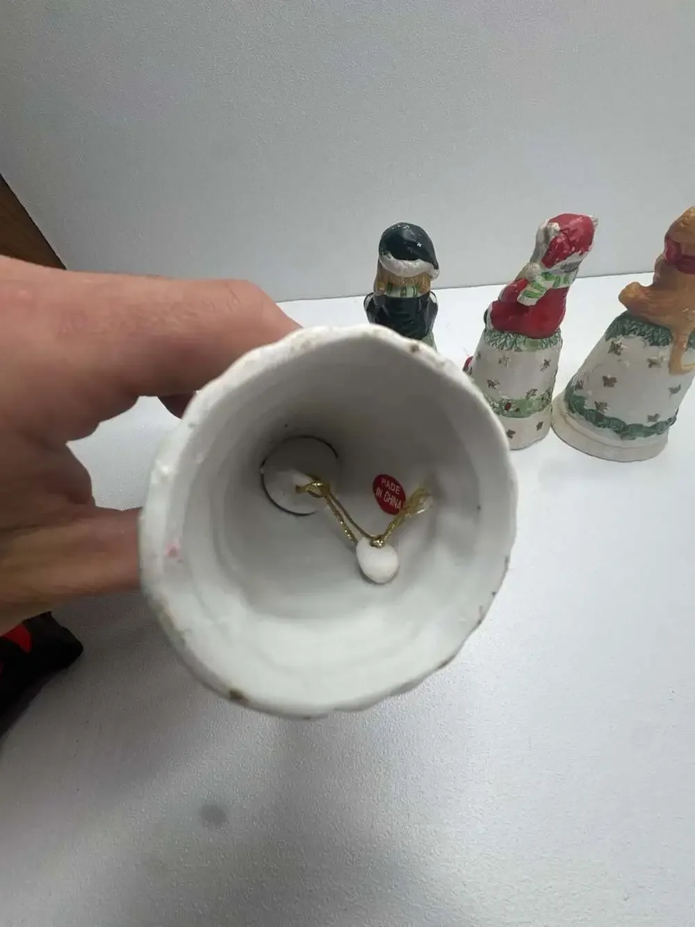 Set of 4 Vintage Christmas Animal Ceramic Decorative Figurines Bells